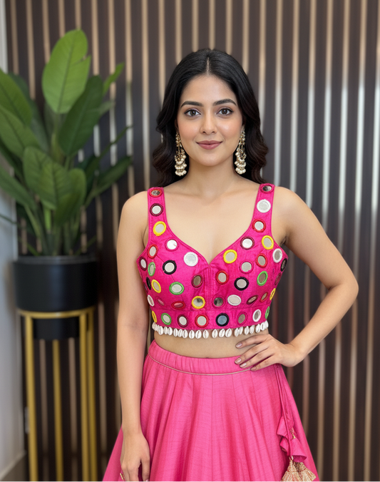 Pink silk blouse online in USA