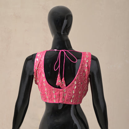 Hot Pink, Gota Patti, Viscose Georgette Blouse