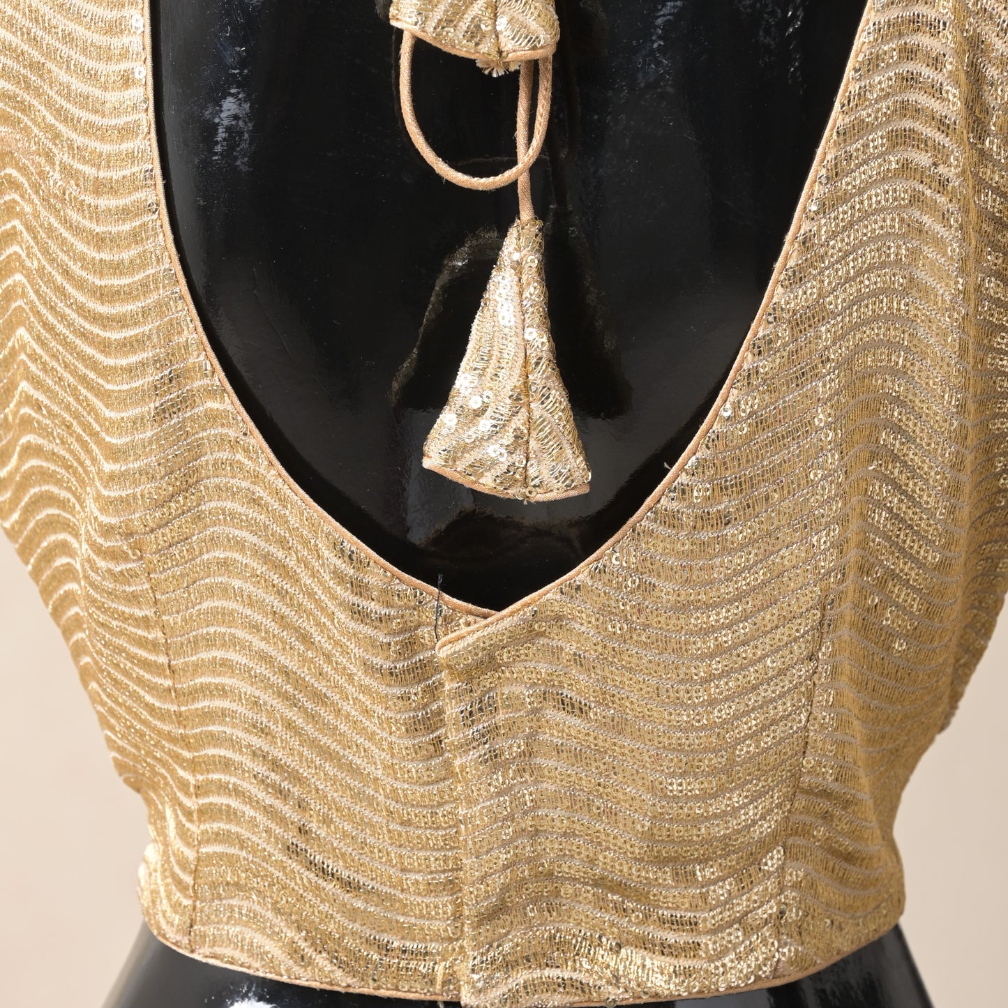 golden/beige, geometrical zari work, georgette blouse