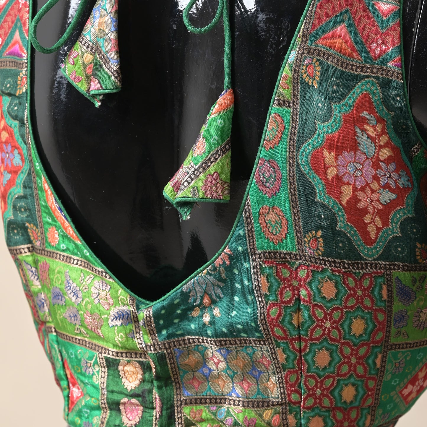 green, abstract, zari weaving, brocade silk, blouse