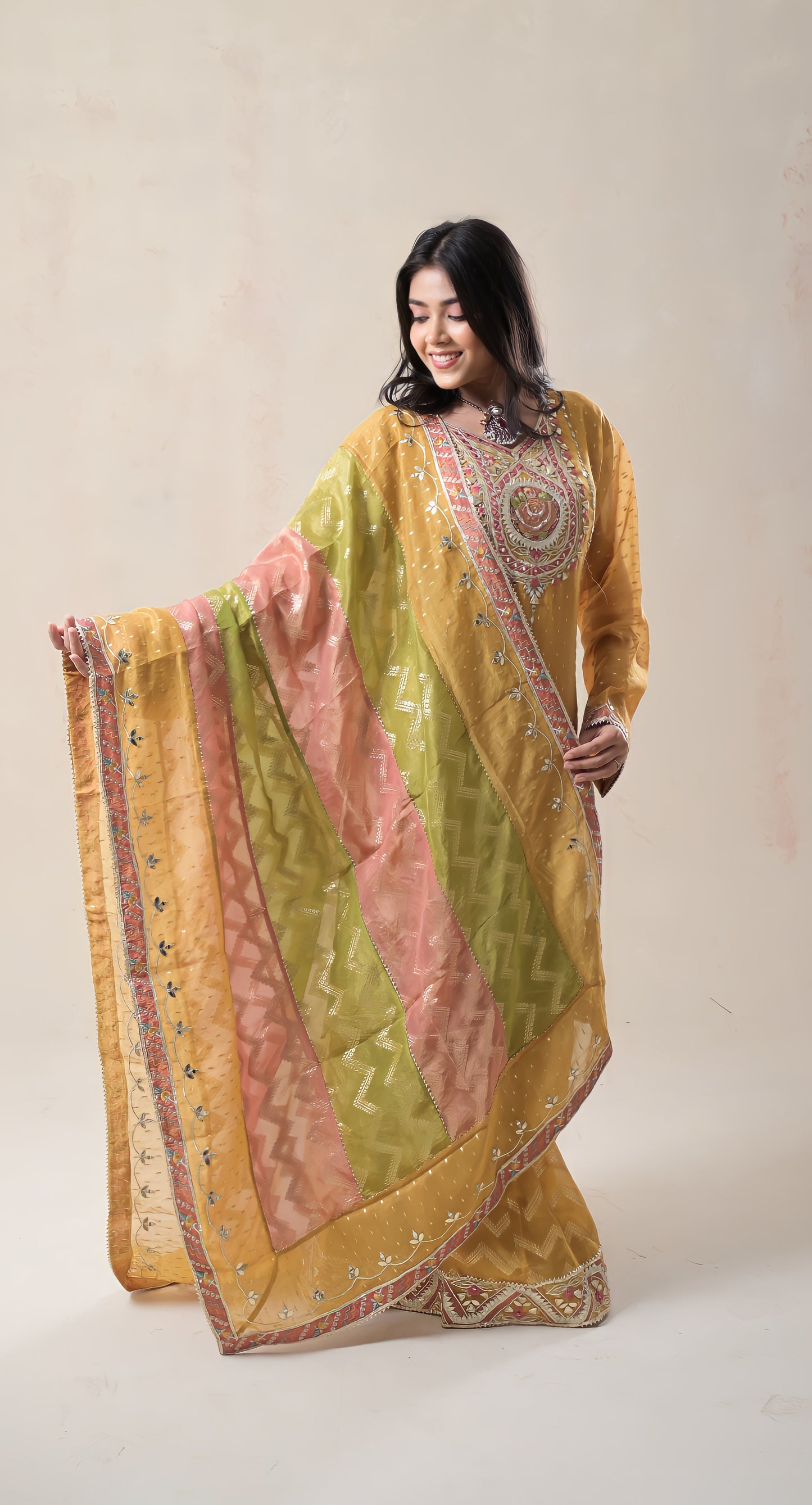 gold, gota patti work, tissue zari, sharara