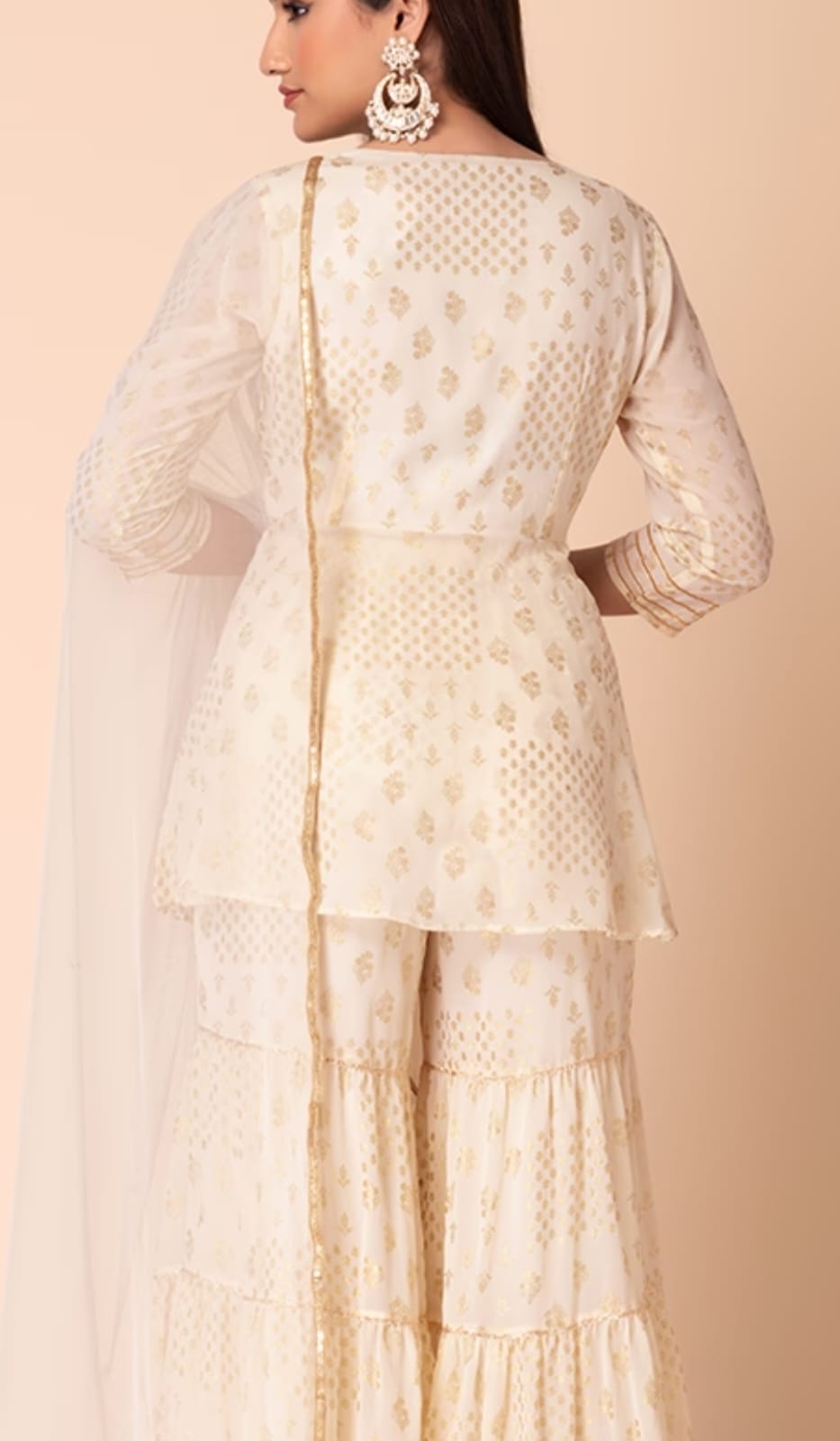 off white, digital print, gota lace detailing, sharara set