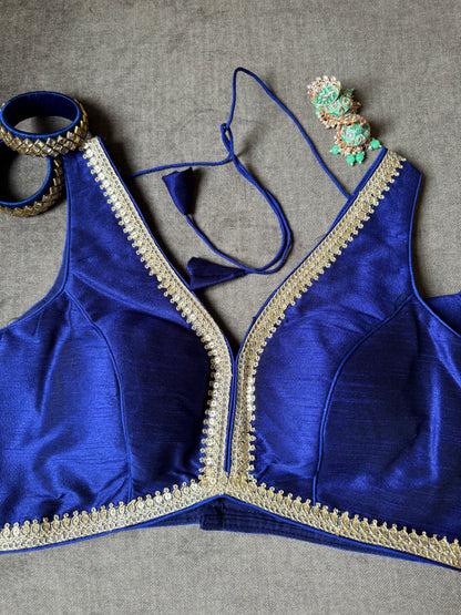 Royal-Blue Silk Blouse