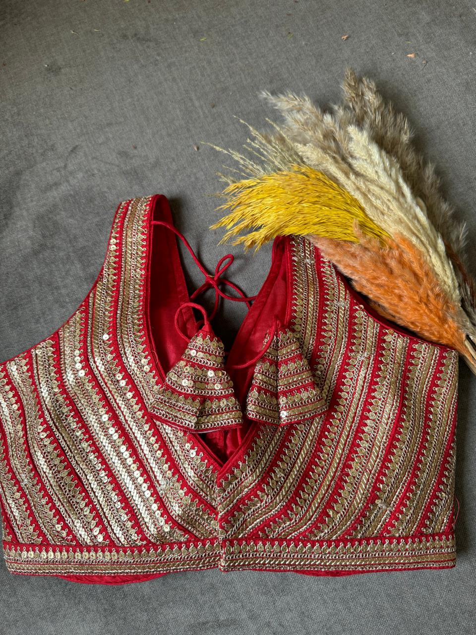 red silk blouse