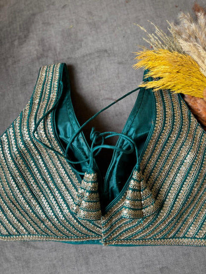 Teal Blue Silk Blouse