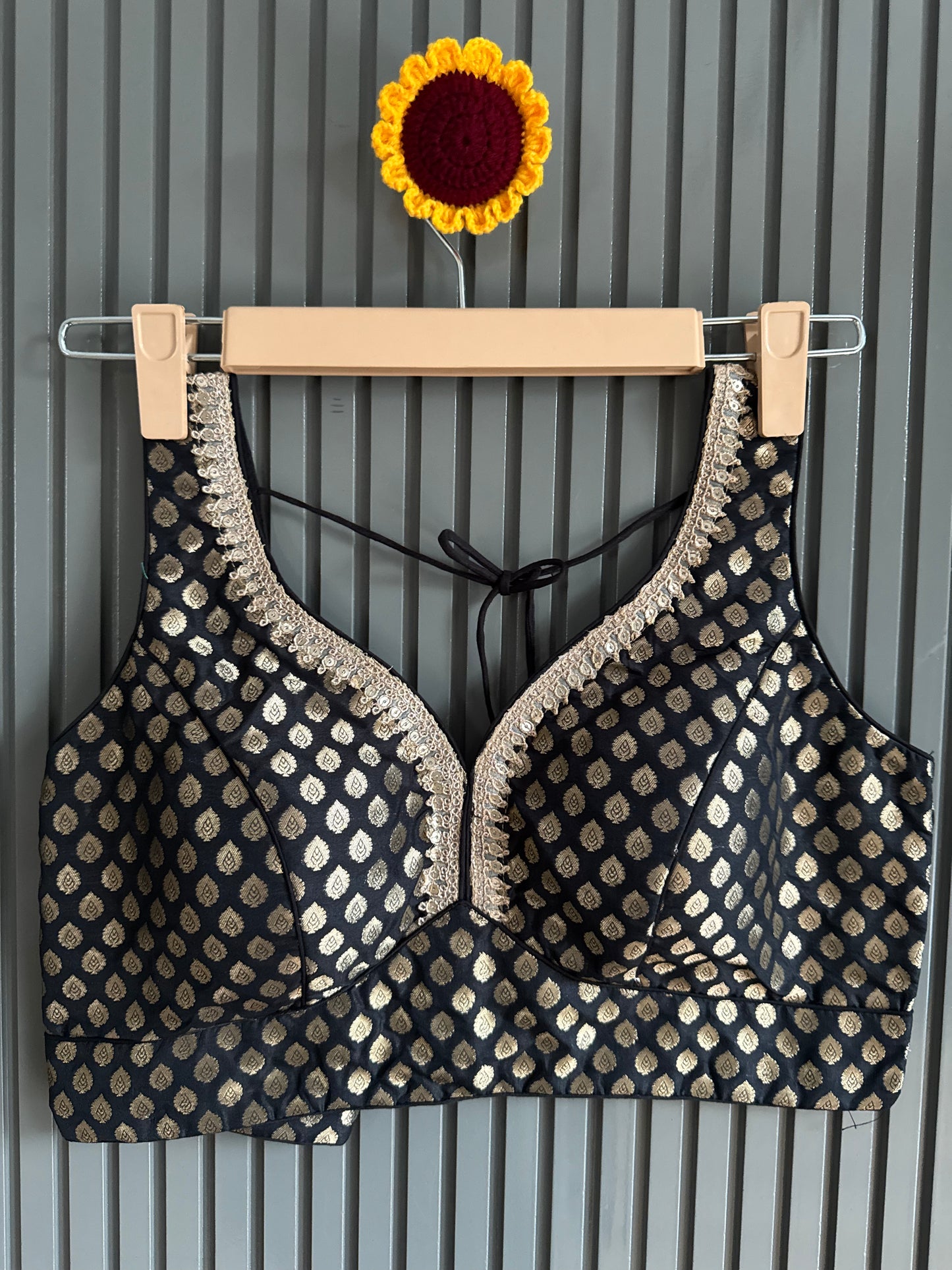 vibrant brocade silk blouse