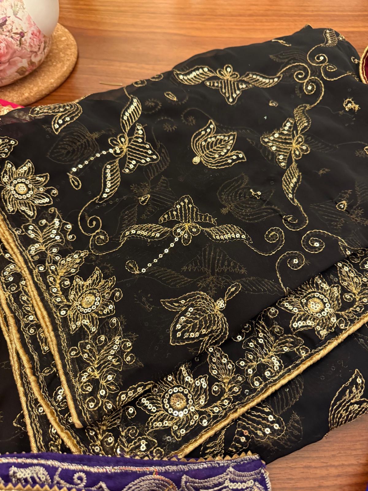 the vintage black & gold zari dupatta