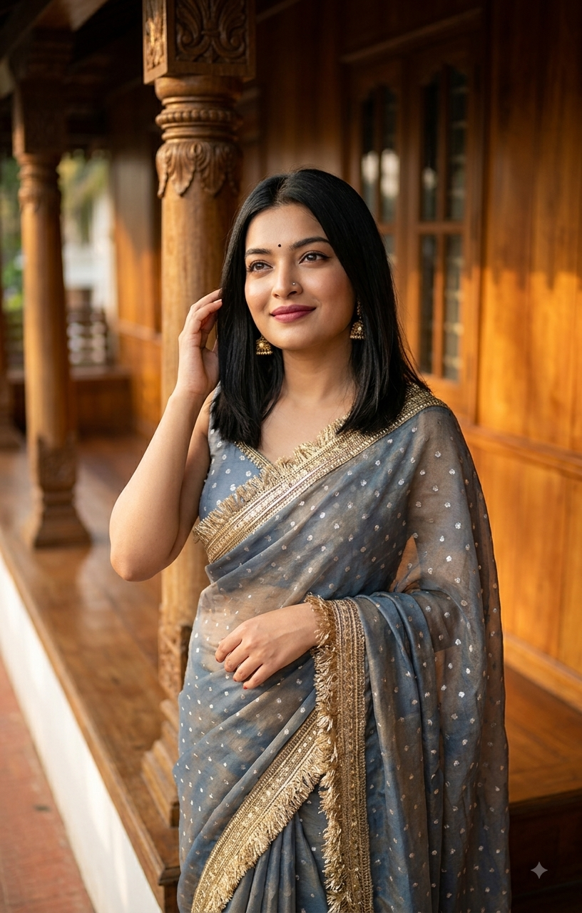 saree with stitched blouse