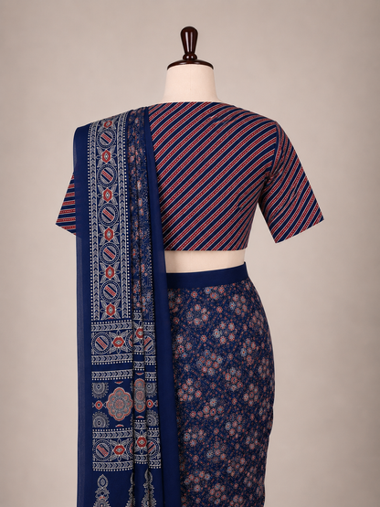saree with stitched blouse