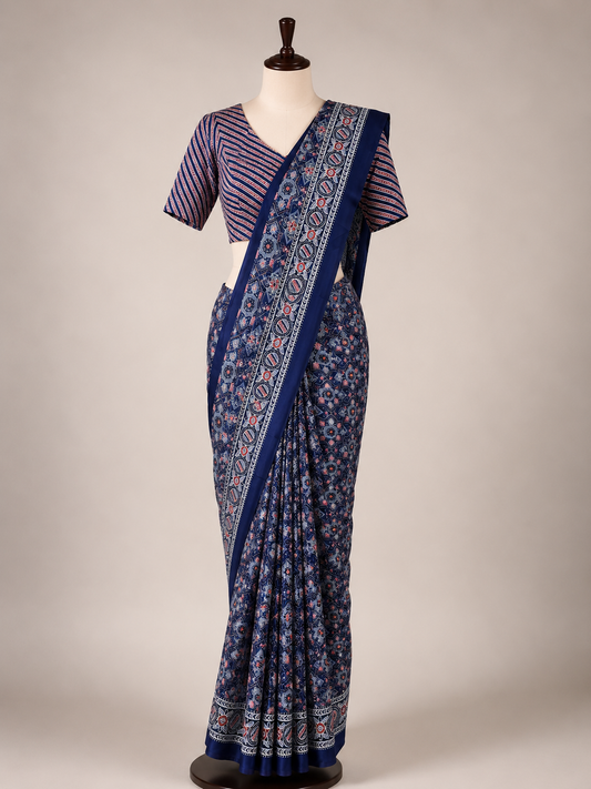saree with stitched blouse