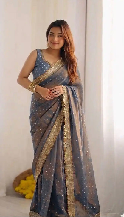 saree with stitched blouse