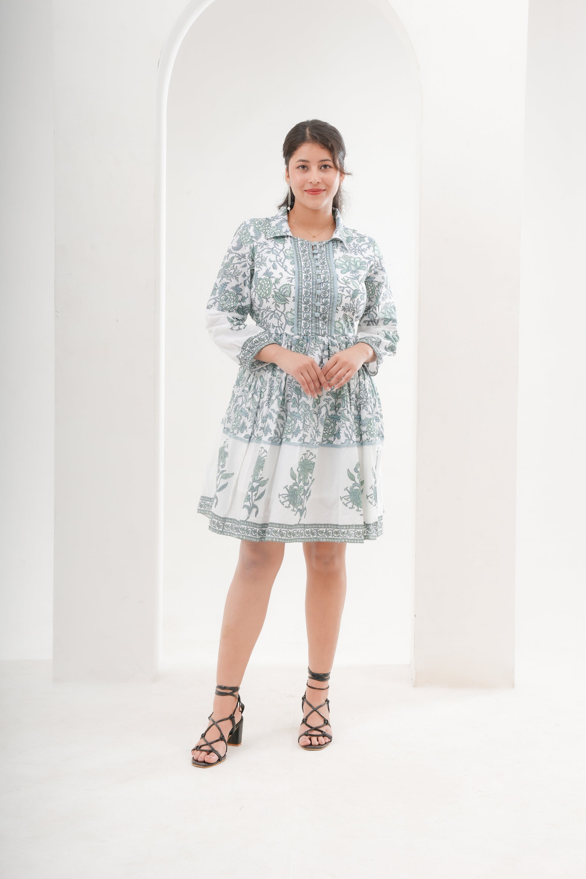  floral cotton short dress 