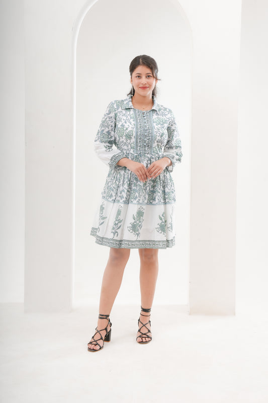  floral cotton short dress 