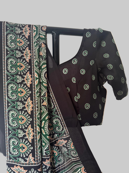 saree with stitched blouse