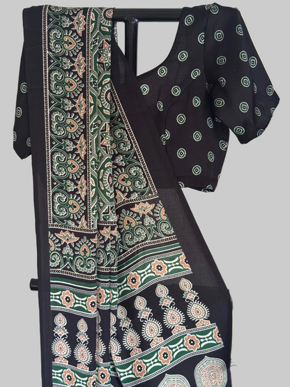 saree with stitched blouse