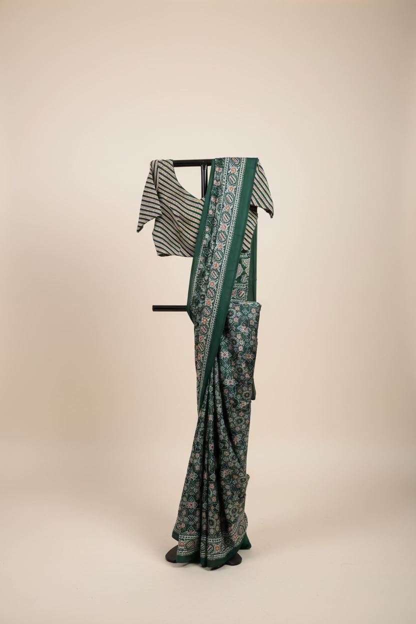 saree with stitched blouse