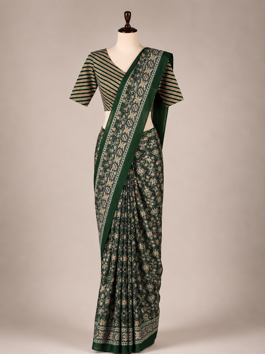 saree with stitched blouse