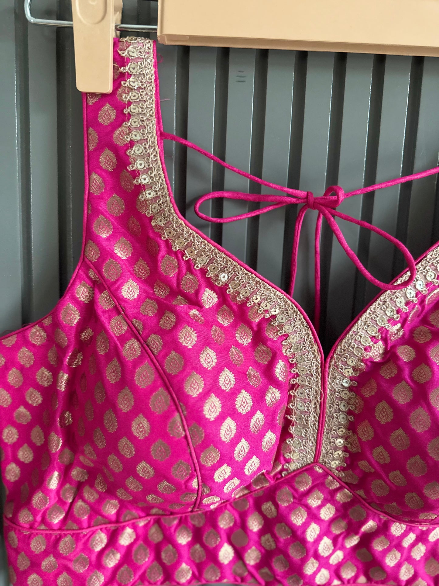 vibrant brocade silk blouse