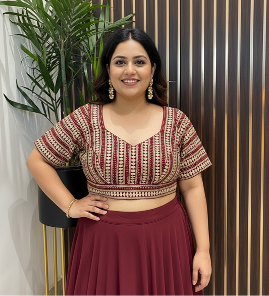 maroon plus size blouse online in USA