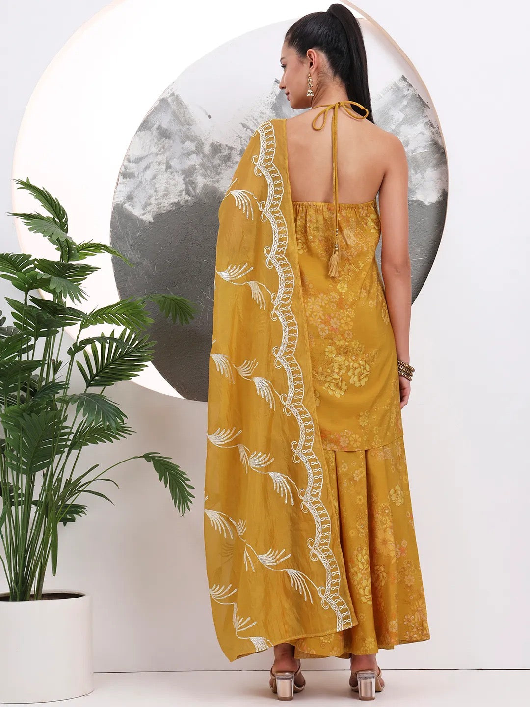 yellow indo western dress