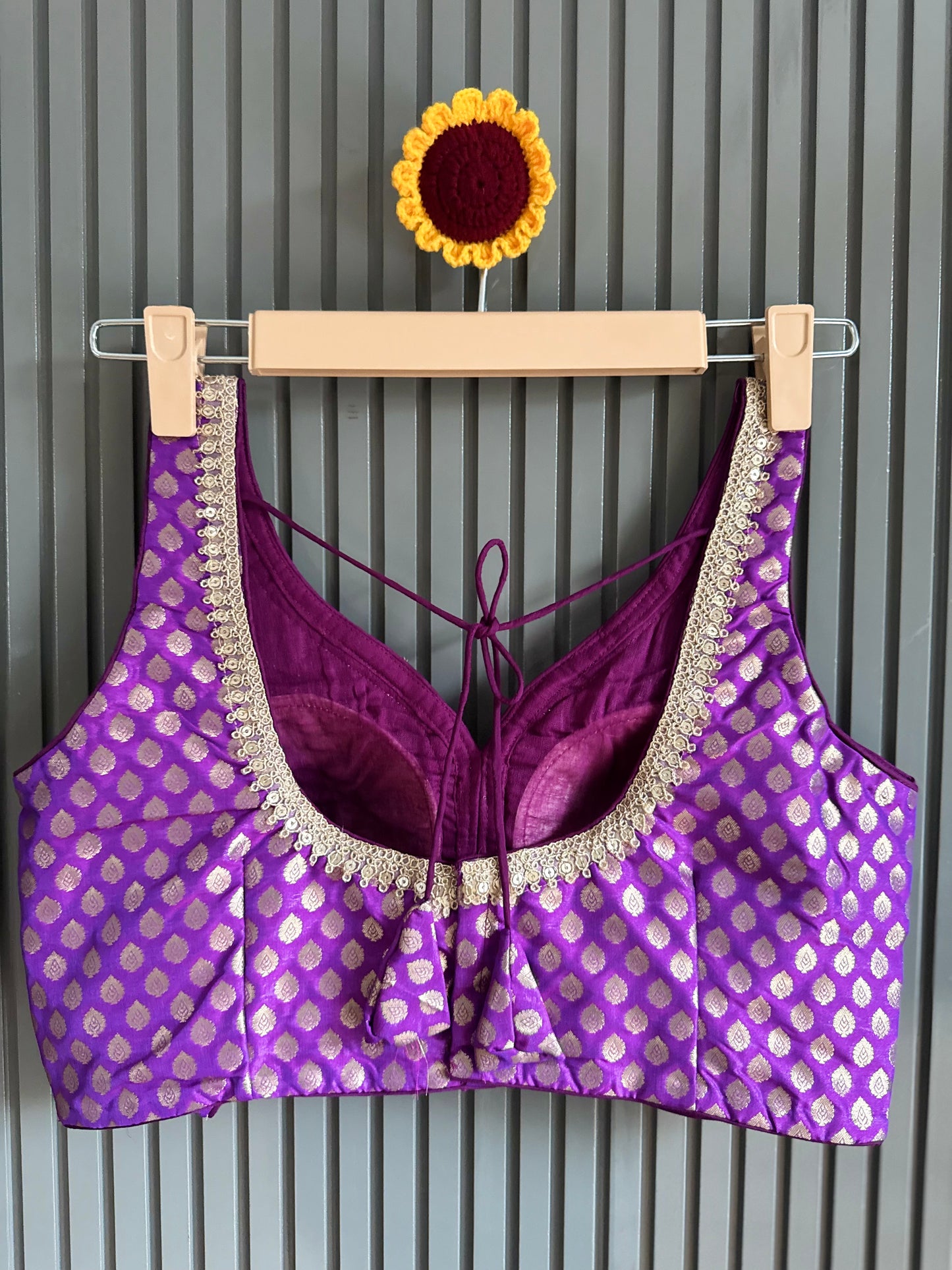 vibrant brocade silk blouse