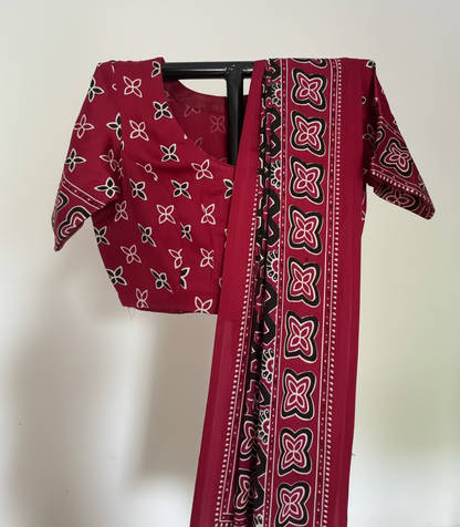saree with stitched blouse