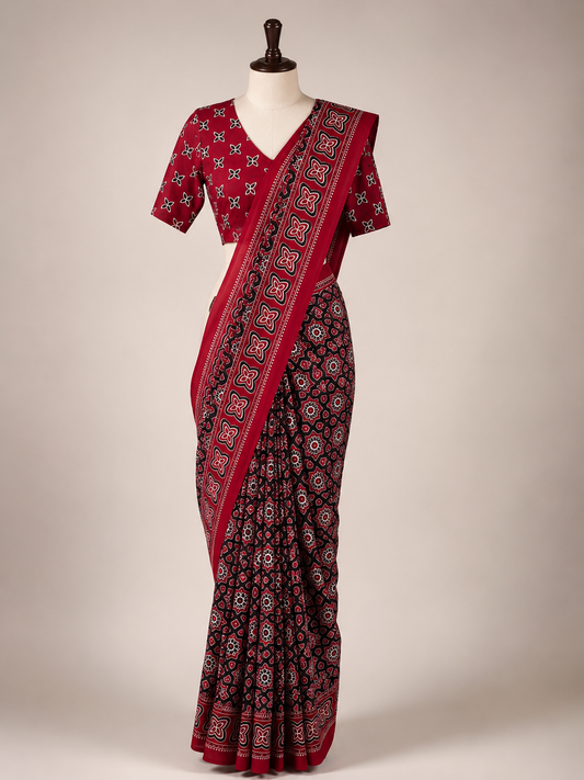 saree with stitched blouse
