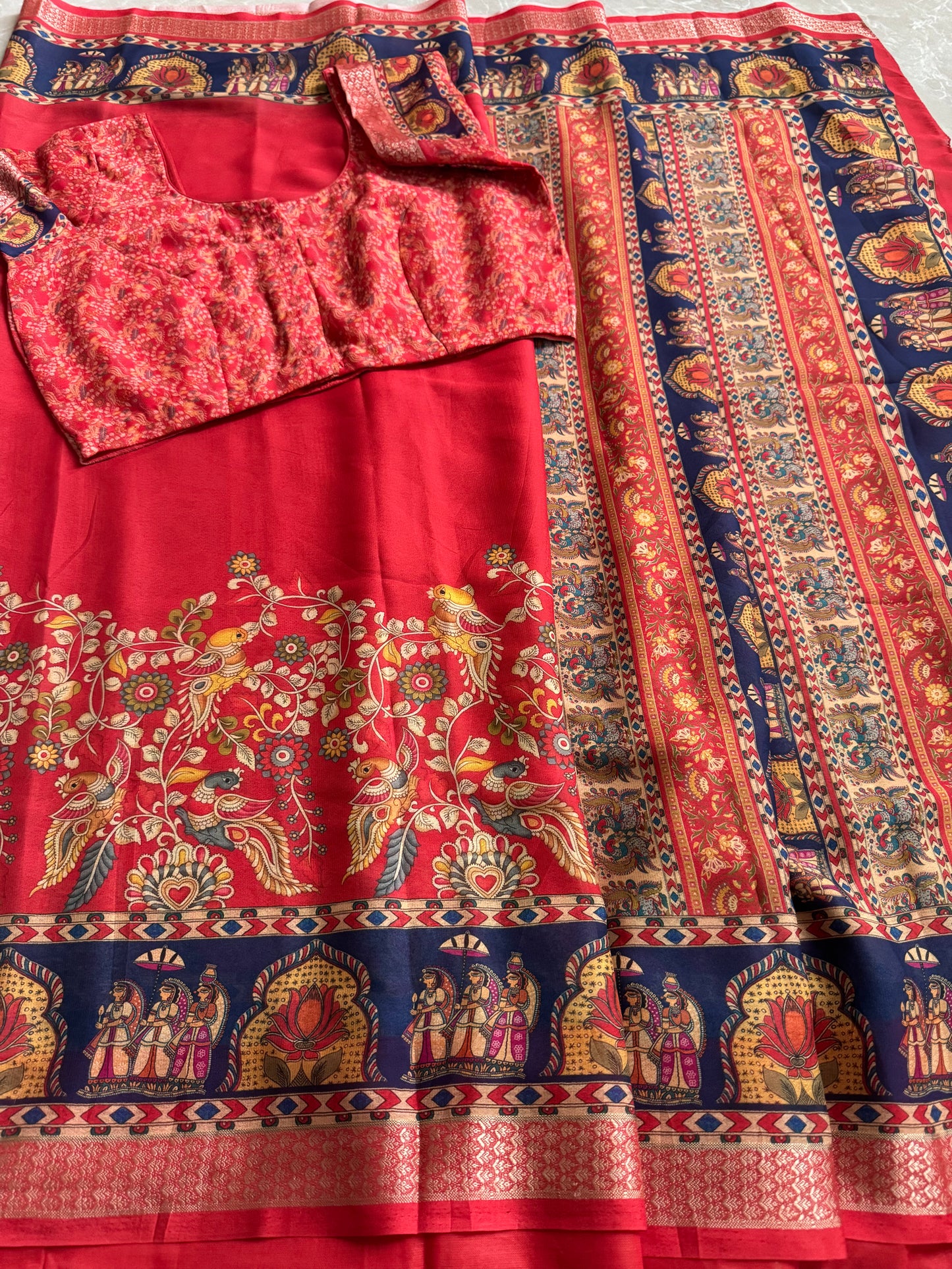 saree with stitched blouse