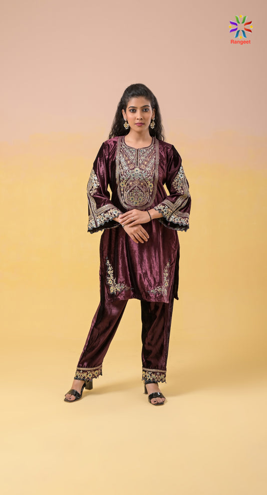  velvet embroidered suit 