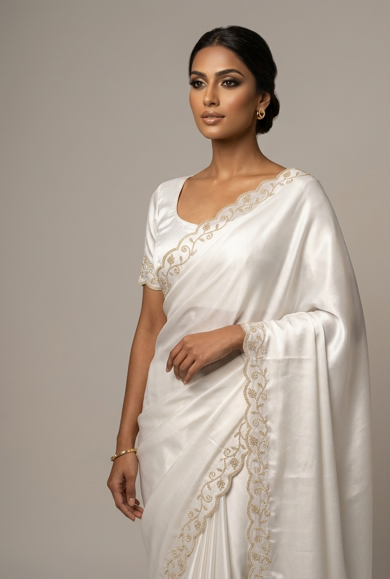 saree with stitched blouse set