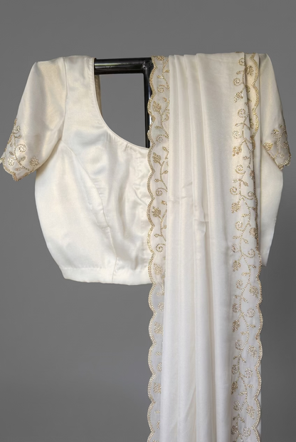 saree with stitched blouse set
